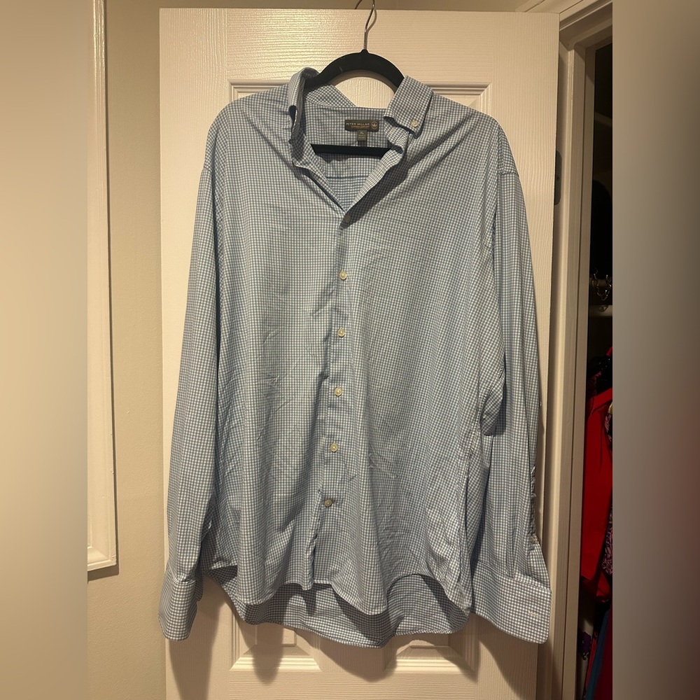 Peter Millar Summer Comfort Blue and White Button Down